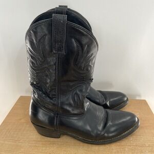 Laredo Boots 4240 Paris Lea Vamp Fox & Front Shaft Cowboy Black Leather Sz 12 D